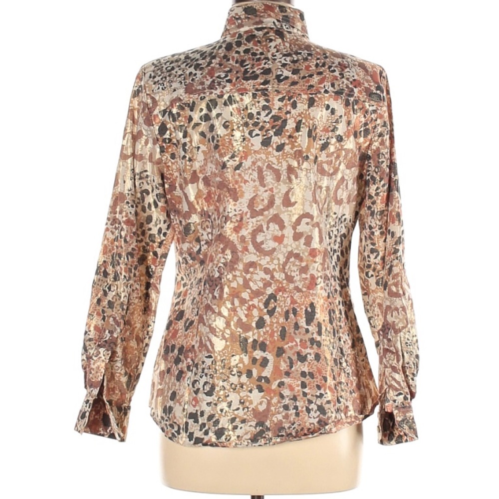 Ruby Rd Leopard Print Metallic Threading Button D… - image 2